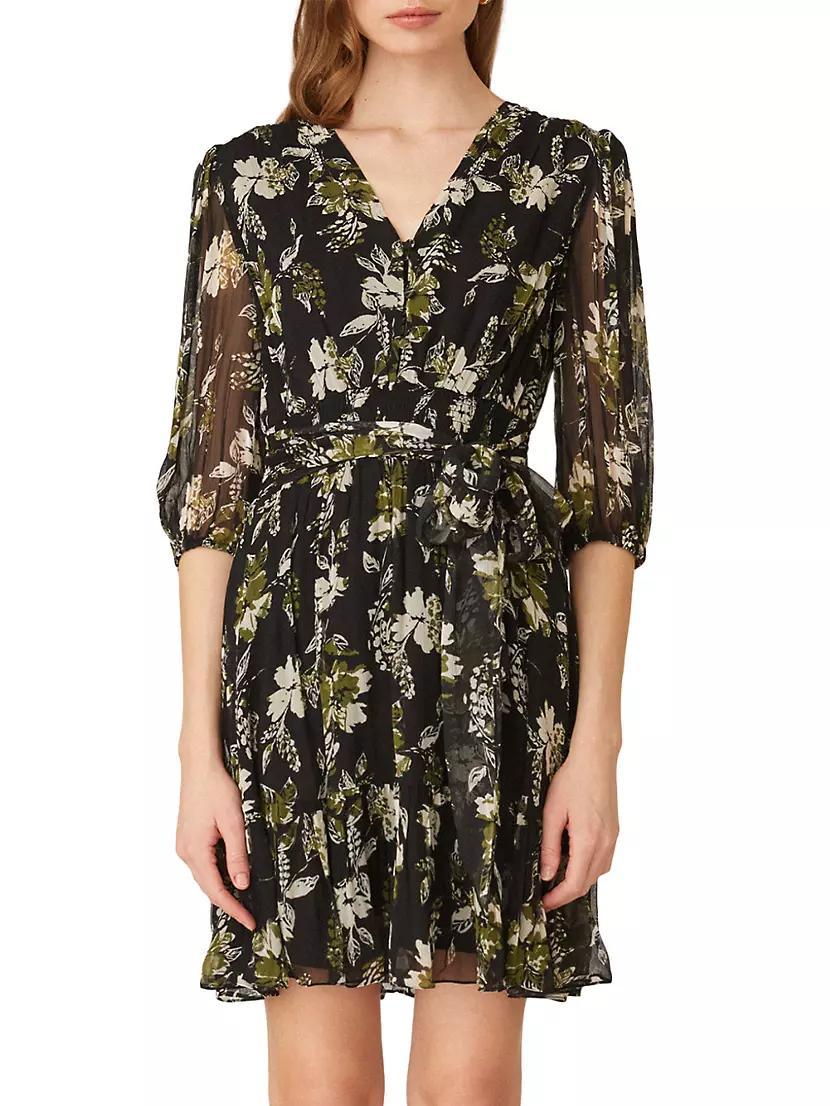 Floral Chiffon Belted Minidress Product Image