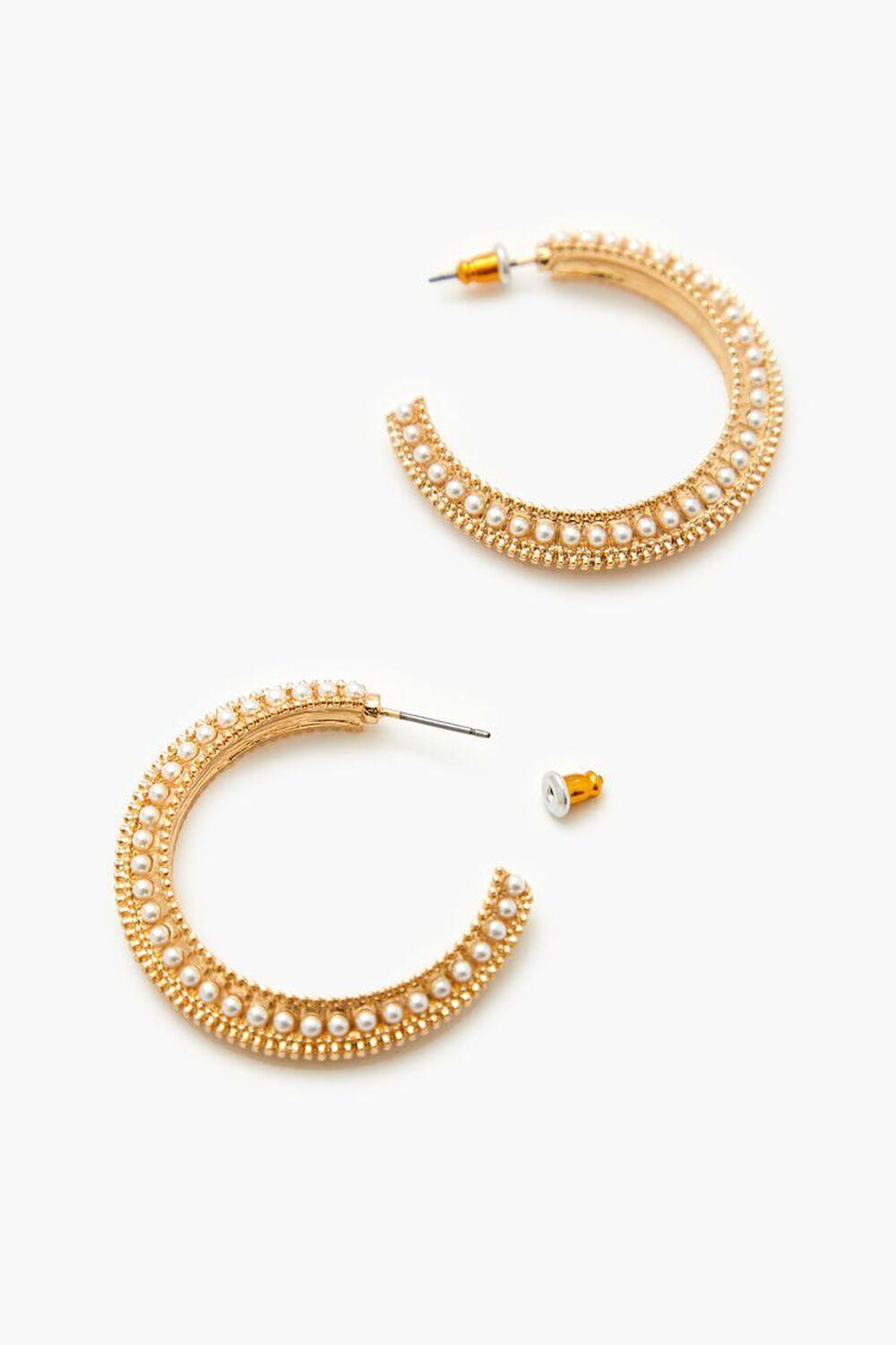 Etched Faux Pearl Hoop Earrings | Forever 21 Product Image