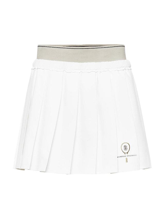 Womens Pleated Techno Poplin Mini Skirt with Tennis Logo Product Image