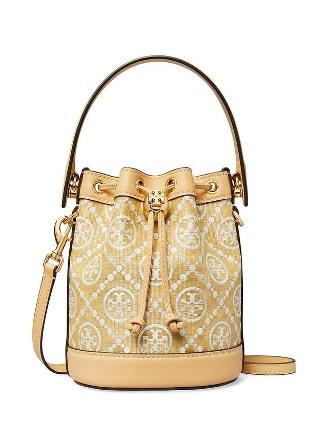 Womens T Monogram Raffia Mini Bucket Bag Product Image