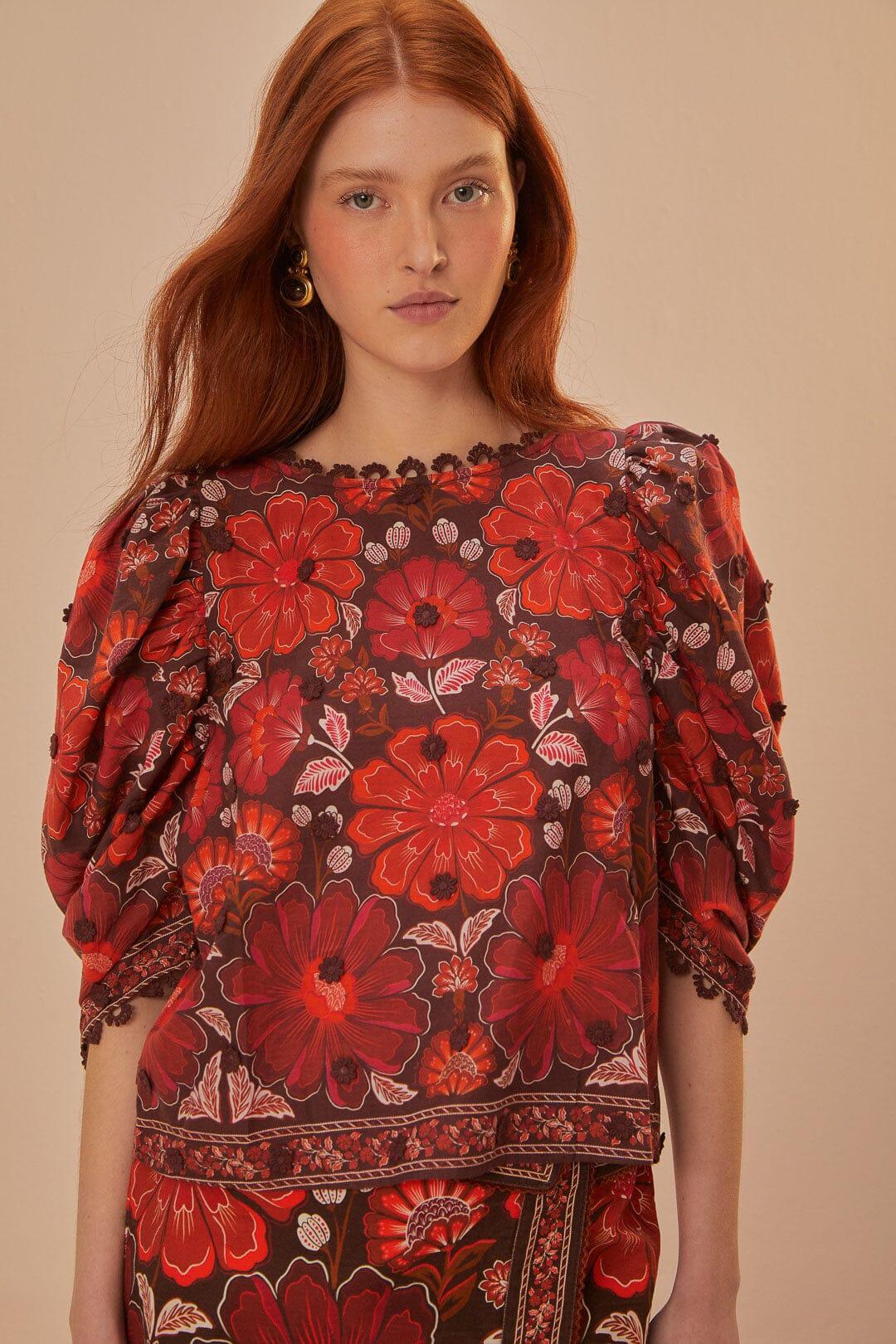 Gigi Tapestry Brown Blouse Product Image