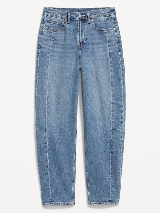 High-Waisted Barrel Ankle Jeans Product Image