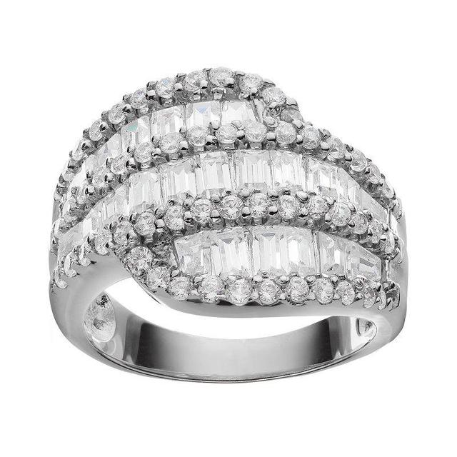 Sophie Miller Tapered Cubic Zirconia Baguette Sterling Silver Ring, Womens White Product Image