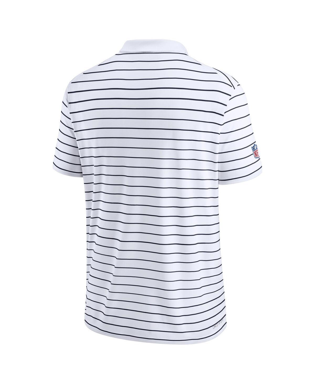 NIKE Men's White New England Patriots Sideline Lock Up Victory Performance Polo In White,navy Product Image