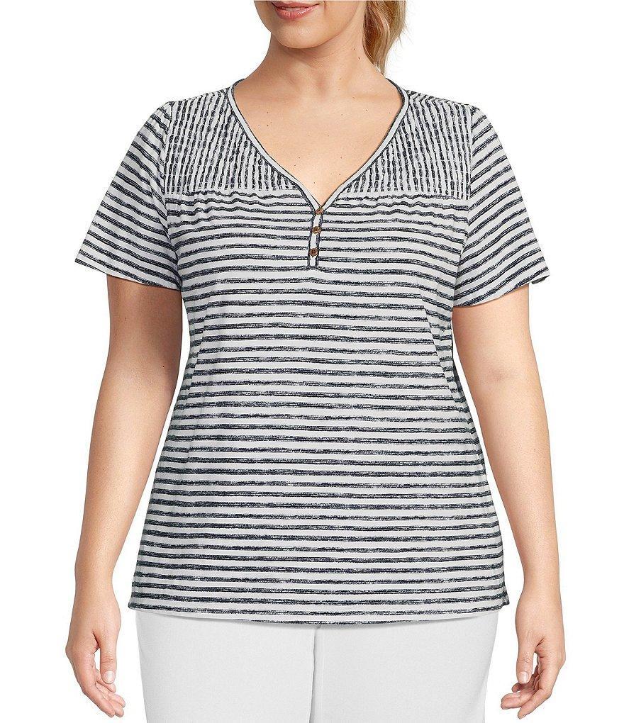 Westbound Plus Size Flutter Sleeve Smocked Stripe Top product image