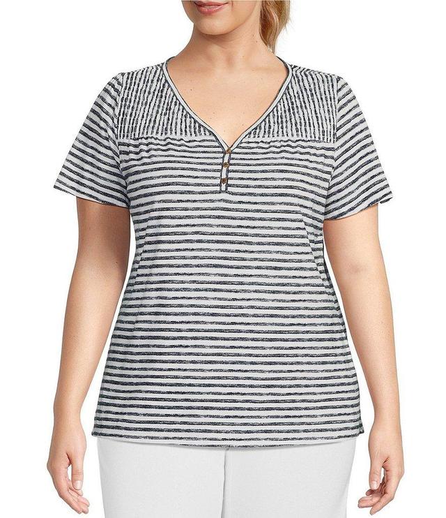 Westbound Plus Size Flutter Sleeve Smocked Stripe Top Product Image