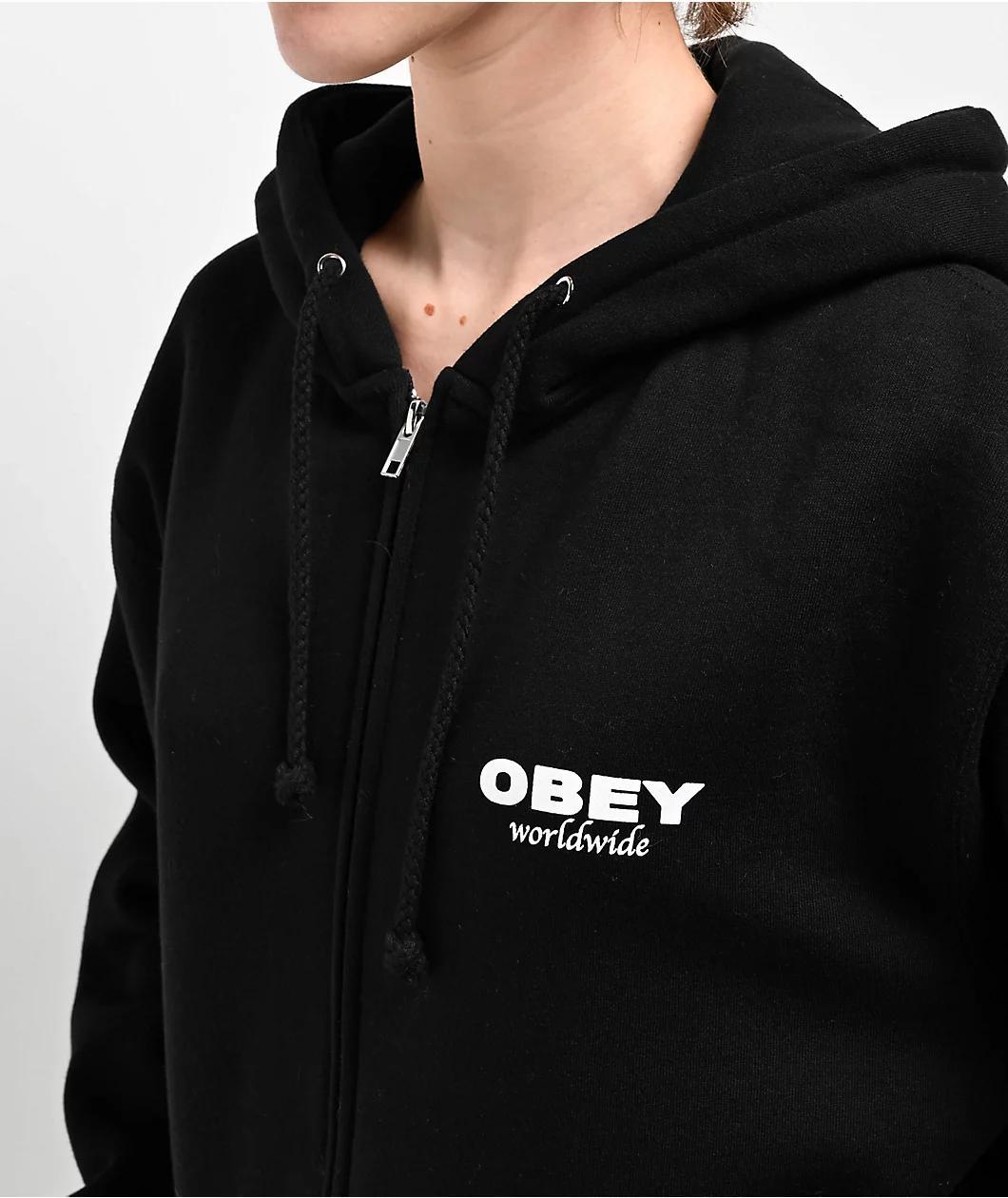 Obey Piece Of Heaven Black Zip Hoodie Product Image