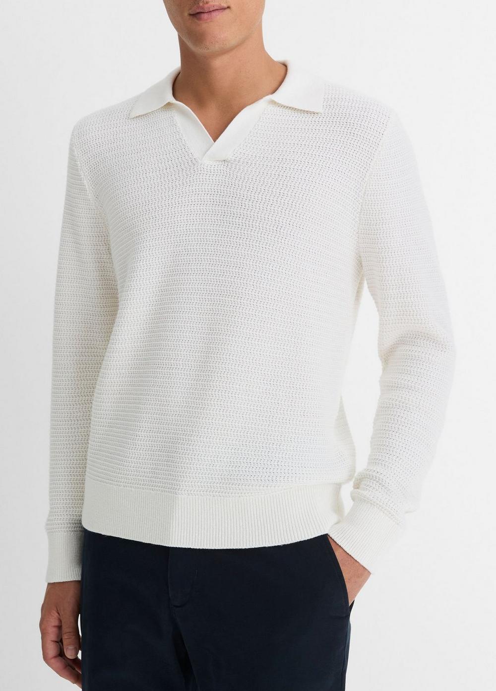 Craftsman-Rib Cotton-Cashmere Johnny-Collar Sweater Product Image