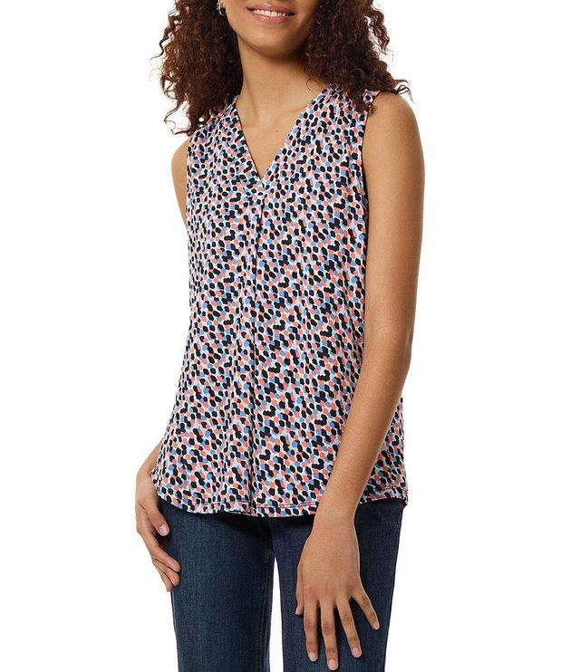 Jones New York Printed Moss Crepe V-Neck Sleeveless Relaxed Fit Top Product Image