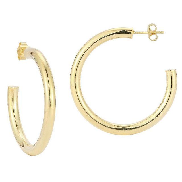 Sunkissed Sterling 1.5 in. Tube Hoop Earrings, Womens, Yellow Gold Tone Product Image