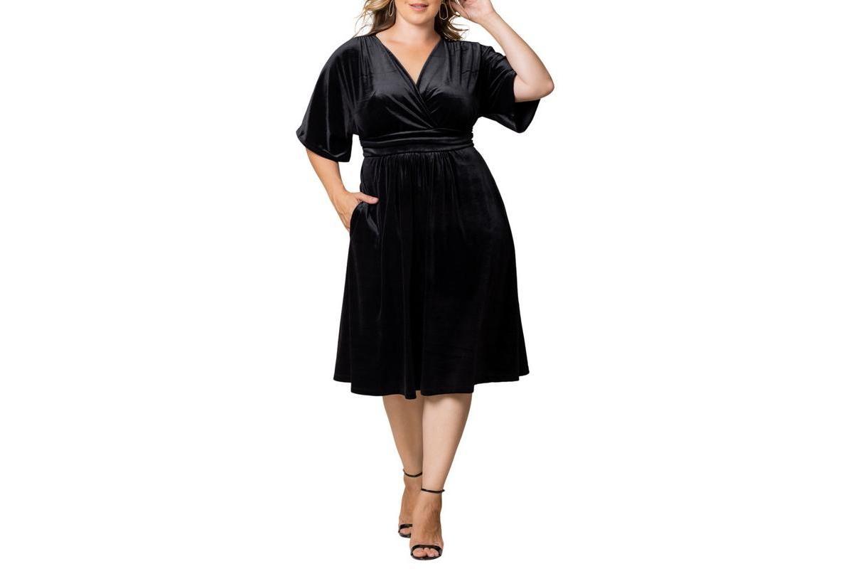 Womens Plus Size Angelic Velvet Midi Cocktail Dress with Pockets Product Image