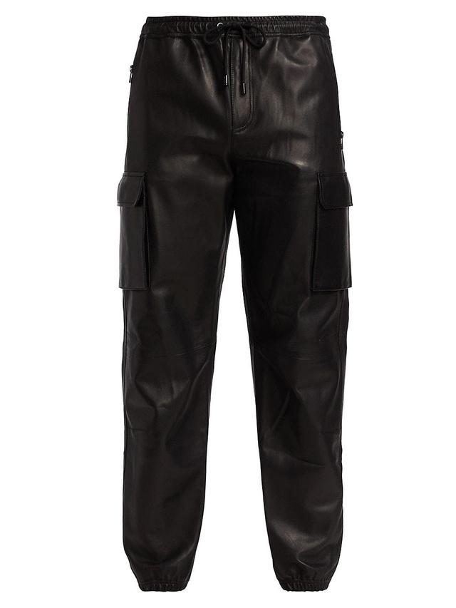 Mens Leather Cargo Pants Product Image