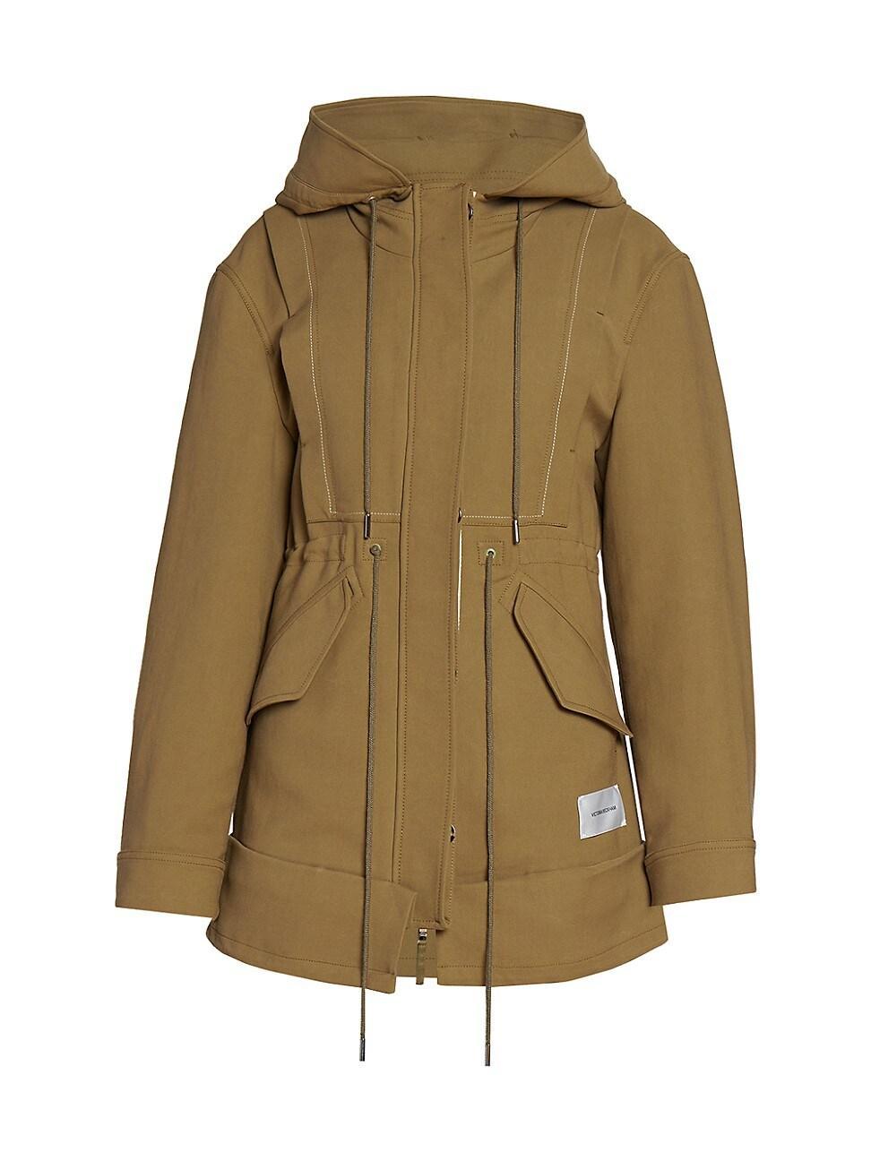 Womens Twill Drawstring Parka Coat Product Image