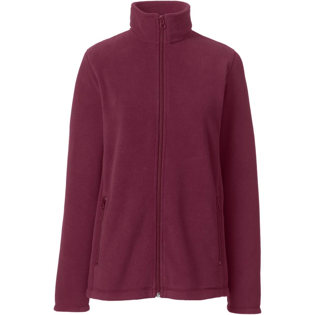 Womens Lands End Full-Zip Long Sleeve Fleece Jacket Dark Red Product Image