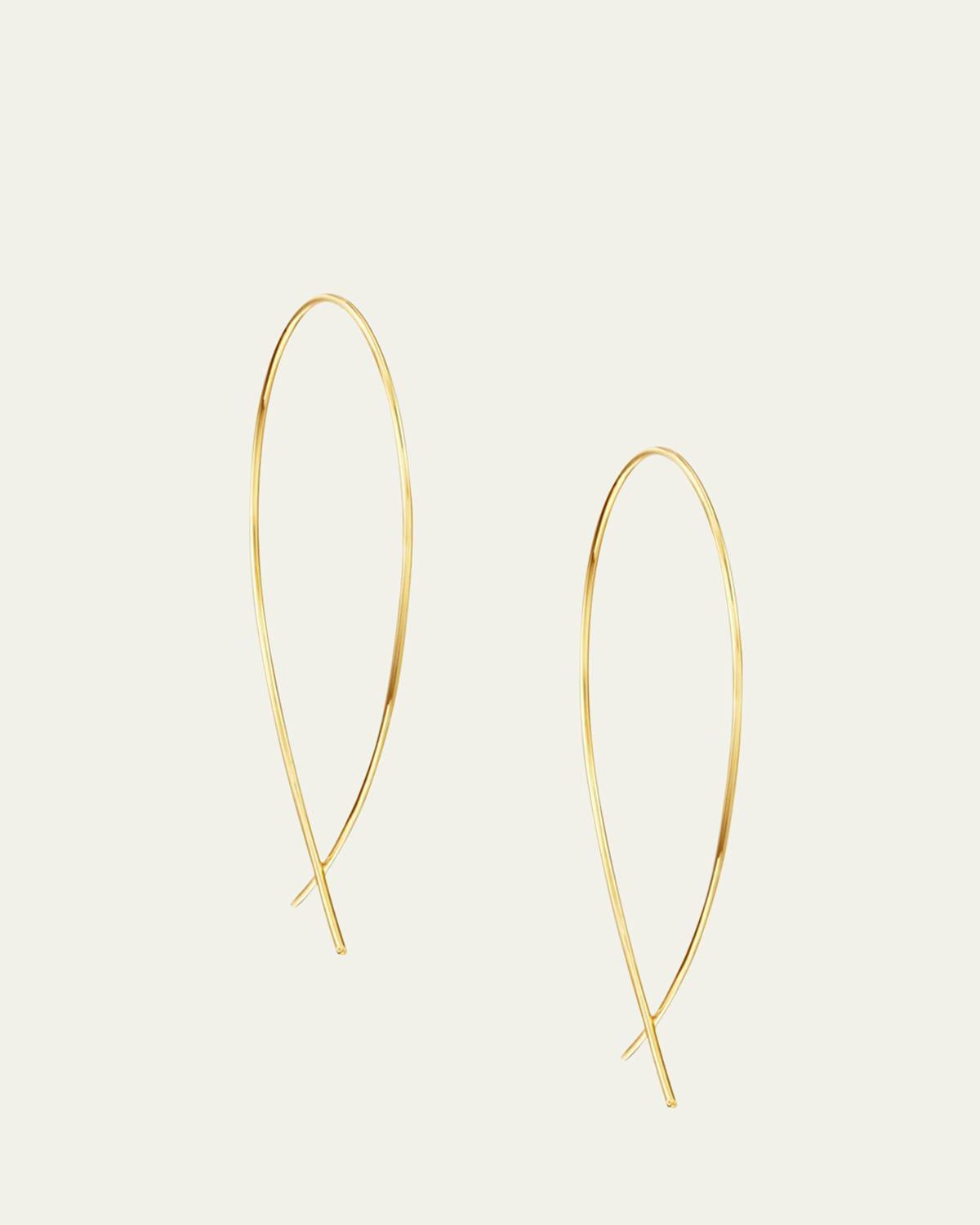 Womens 14K Yellow Gold Small Wire Upside Down Hoops Product Image