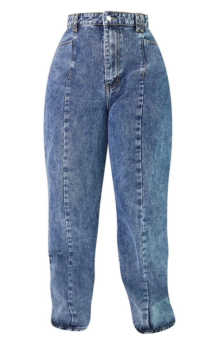 Plus Vintage Wash Seam Front Wide Leg Jeans Product Image