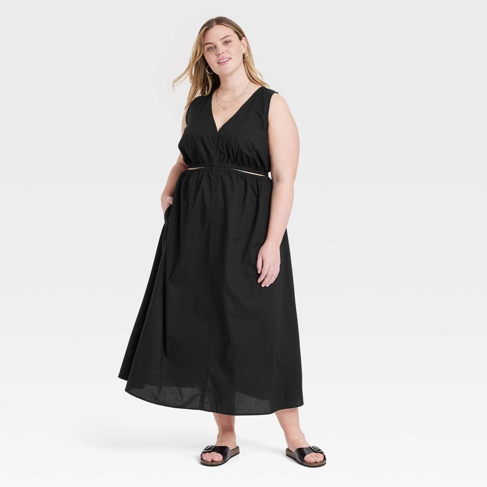 Womens Cut-Out Maxi A-Line Dress - Universal Thread Black XXL Product Image