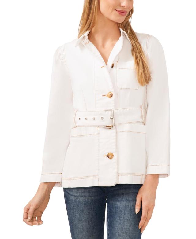 Women's Belted Denim Jacket Product Image