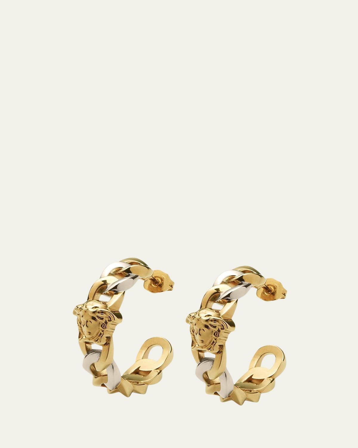 Womens Two-Tone Chunky Chain Hoop Earrings Product Image