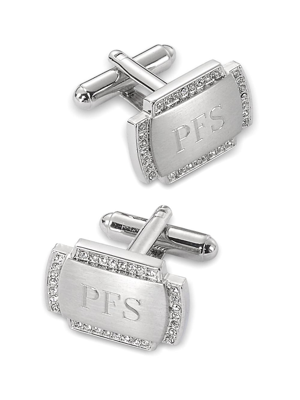 Crystal Border Engravable Cufflinks Product Image