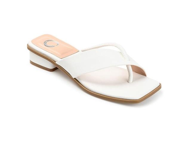Journee Collection Mina Tru Comfort Foam Womens Heeled Thong Sandals White Product Image