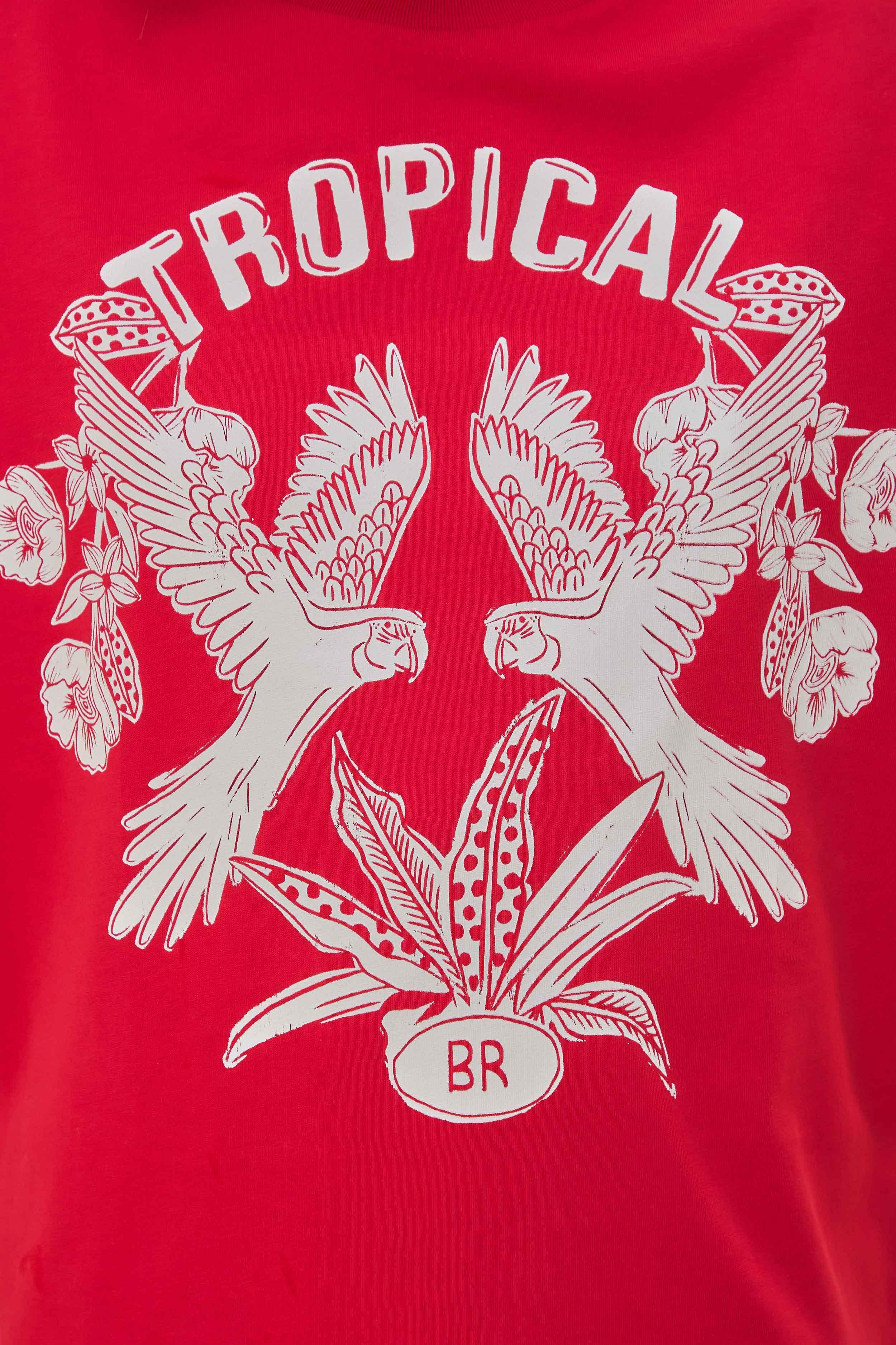 Red Tropical Organic Cotton T-Shirt Product Image