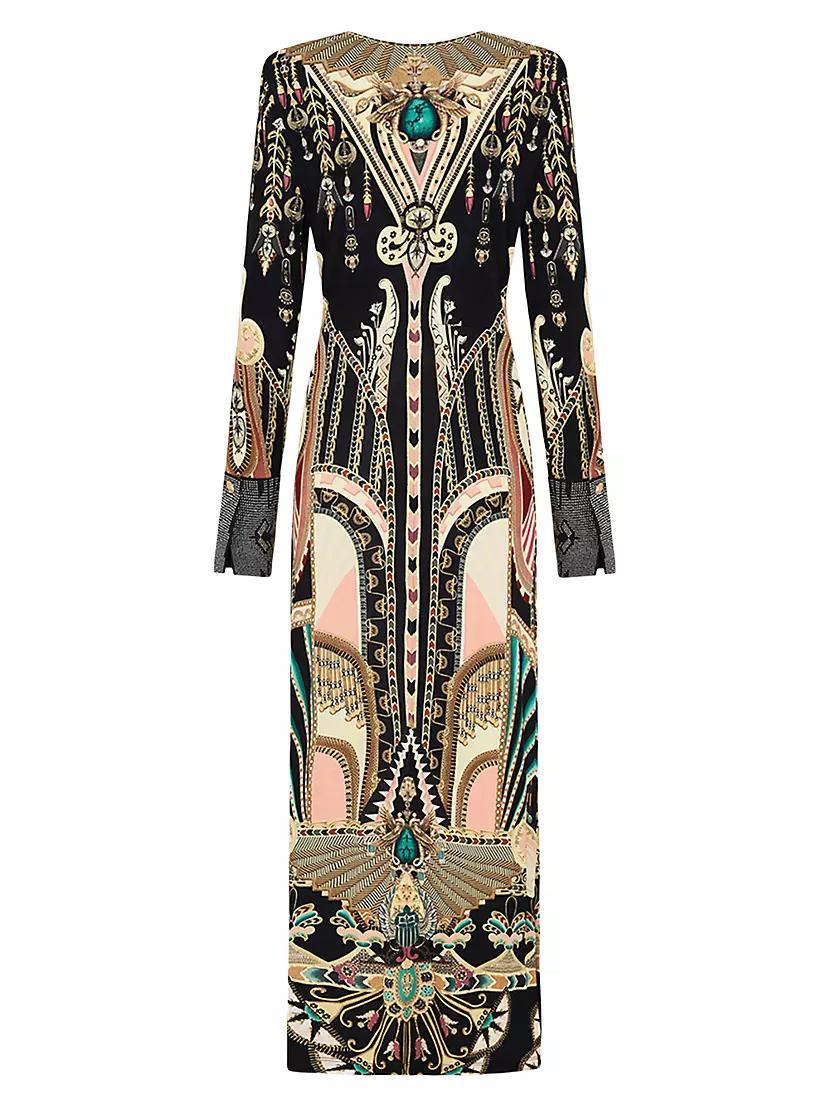 Printed Jersey Long-Sleeve Maxi Dress Product Image