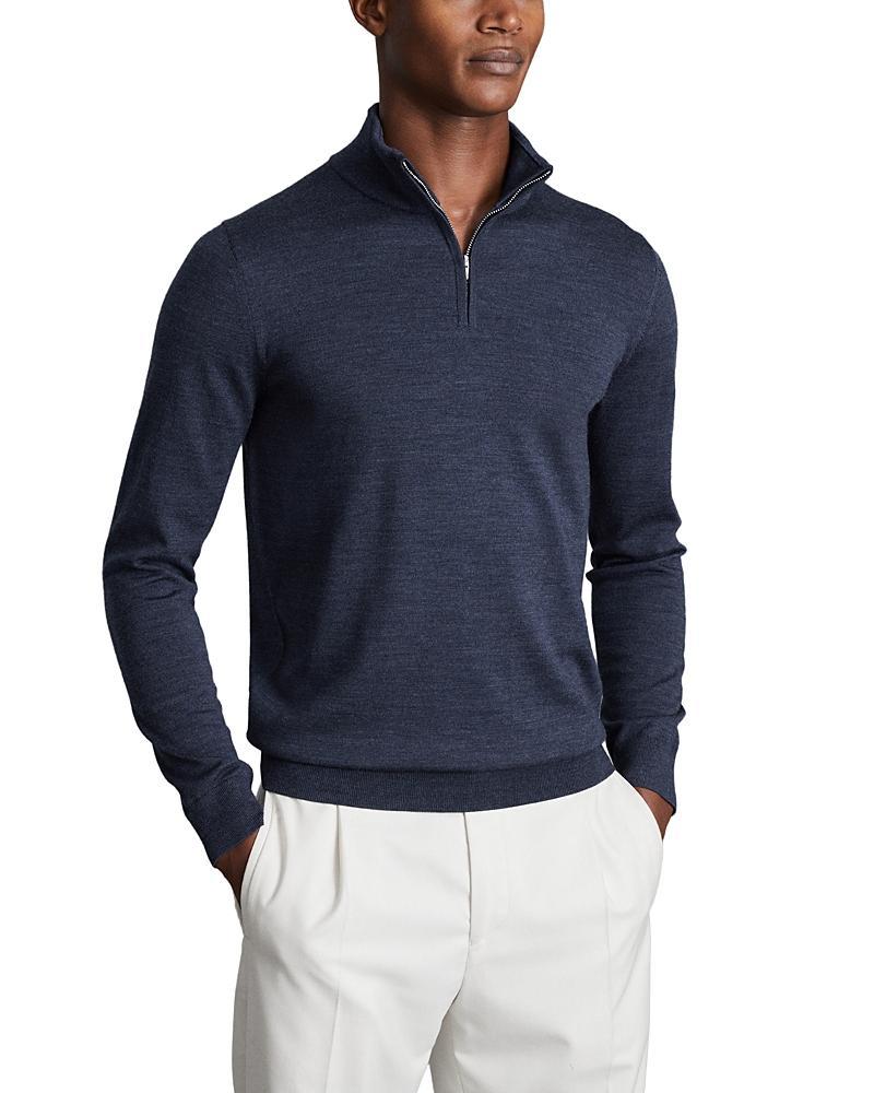 Reiss Blackhall Merino Wool Slim Fit Quarter Zip Mock Neck Sweater Product Image