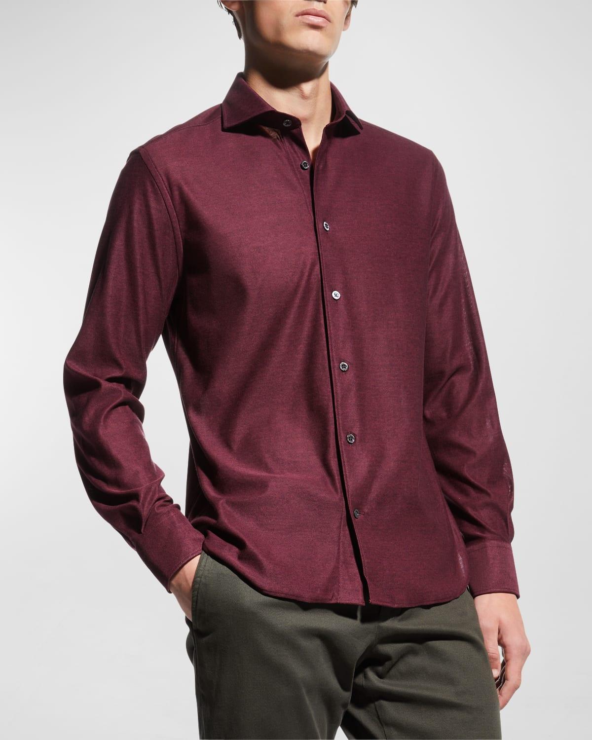 Corneliani Men's Double-Faced Jersey Sport Shirt - Size: 43 EU (17 US) - BURGUNDY Product Image