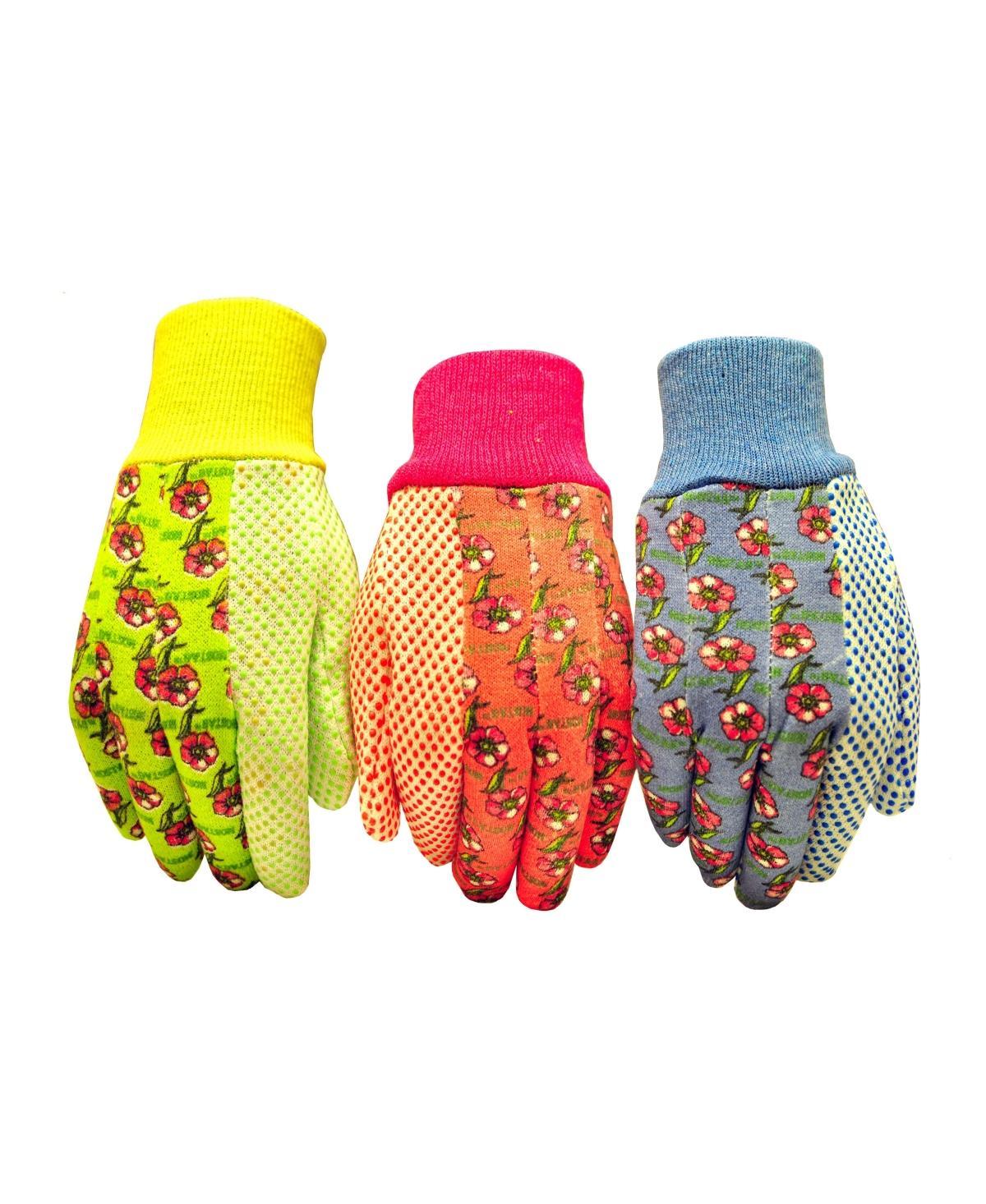 G & F Products Women Soft Jersey Garden Gloves, 3 Pairs - Assorted Pre-Packed Product Image