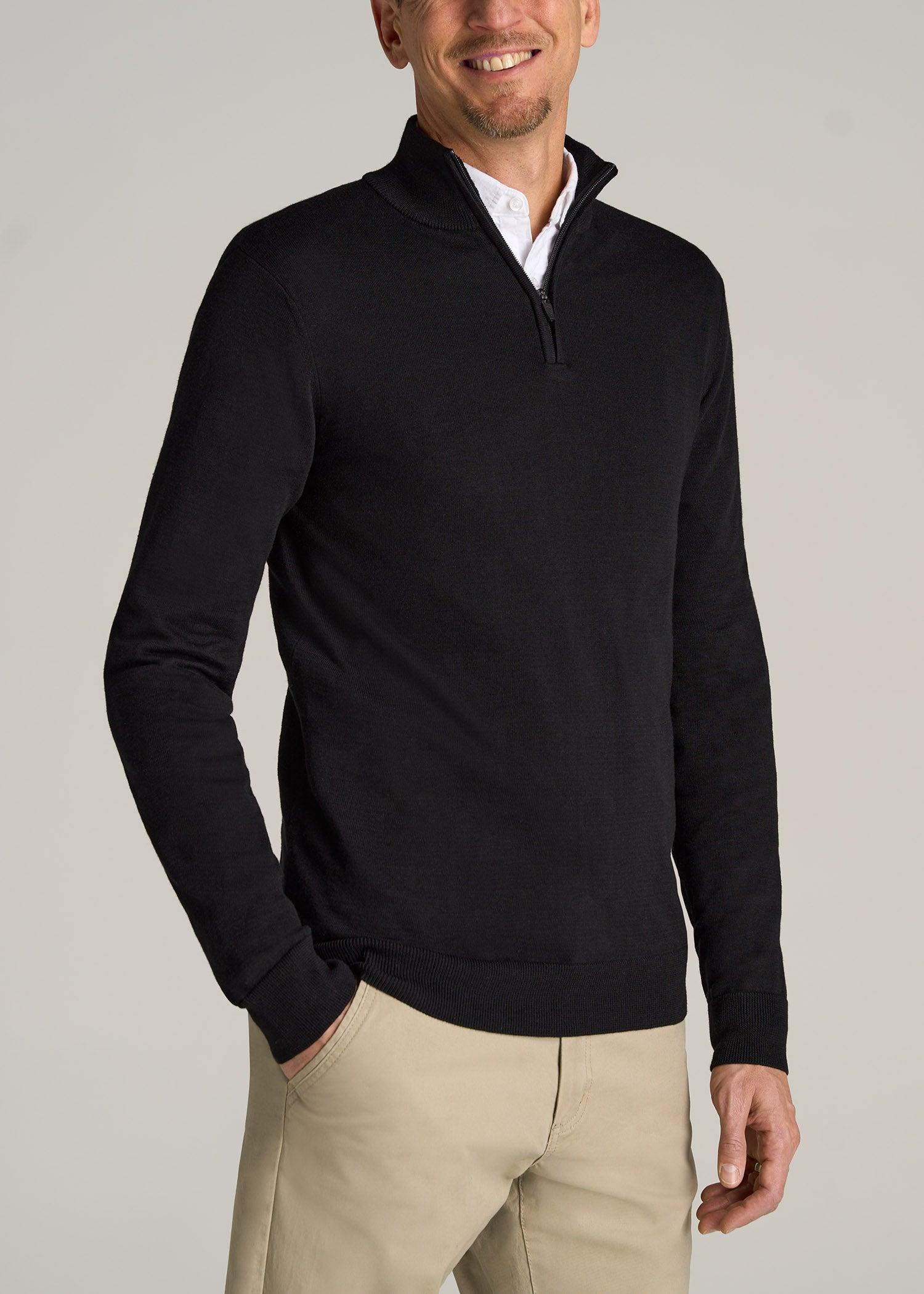 Everyday Quarter-Zip Tall Men's Sweater in Black Product Image