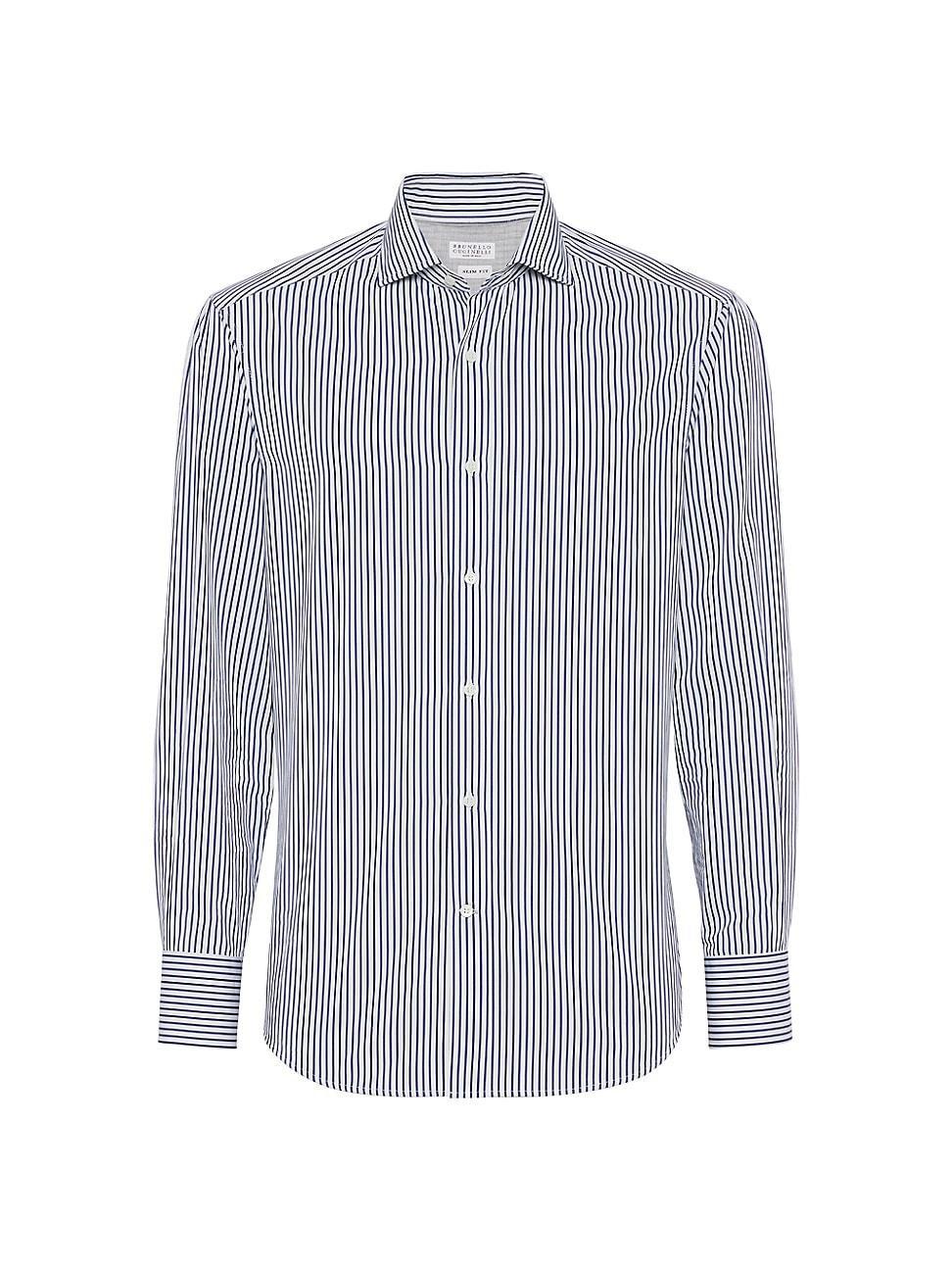 Mens Striped Poplin Slim Fit Shirt Product Image