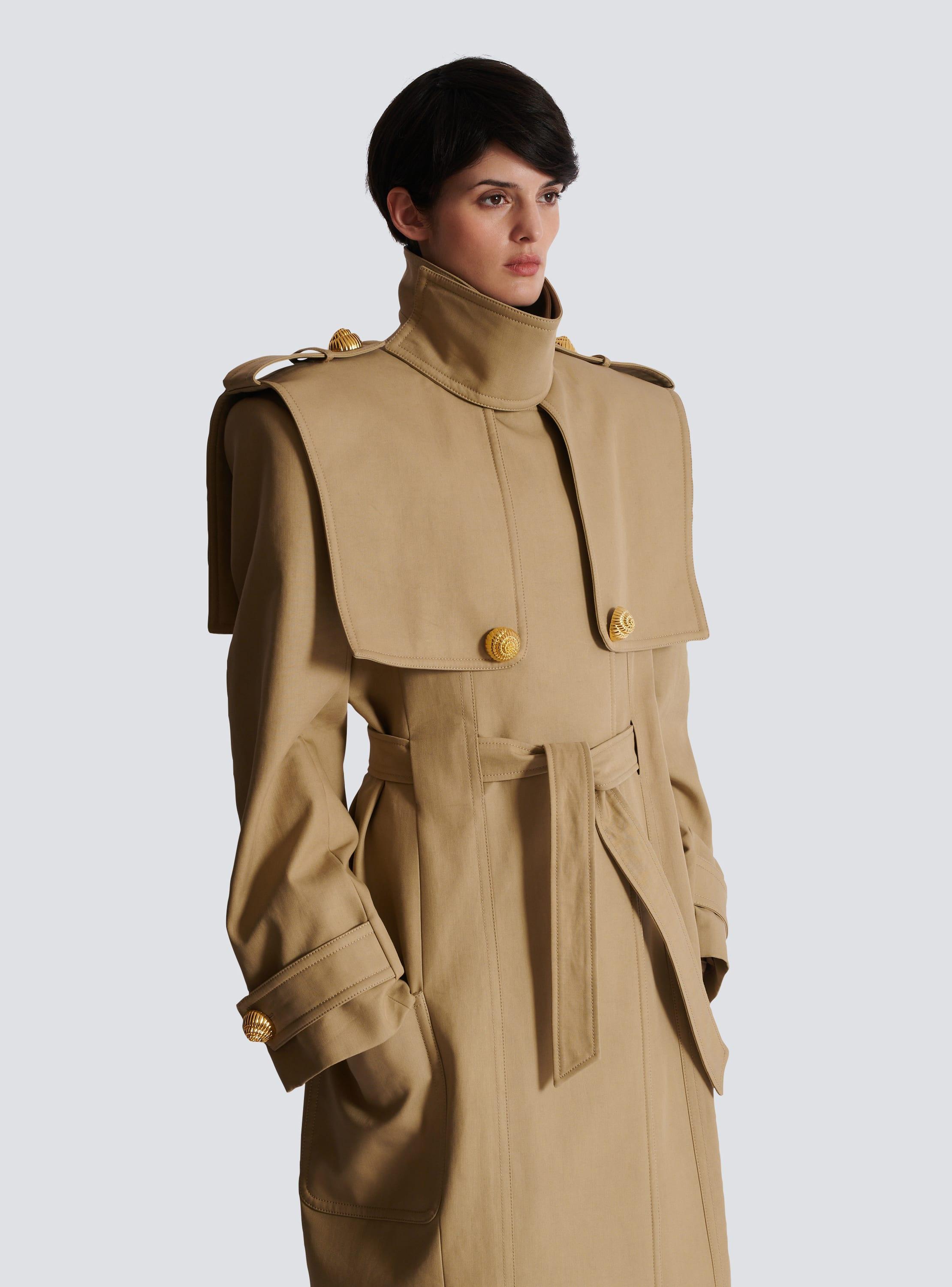 Belted trench coat in water-repellent cotton Product Image