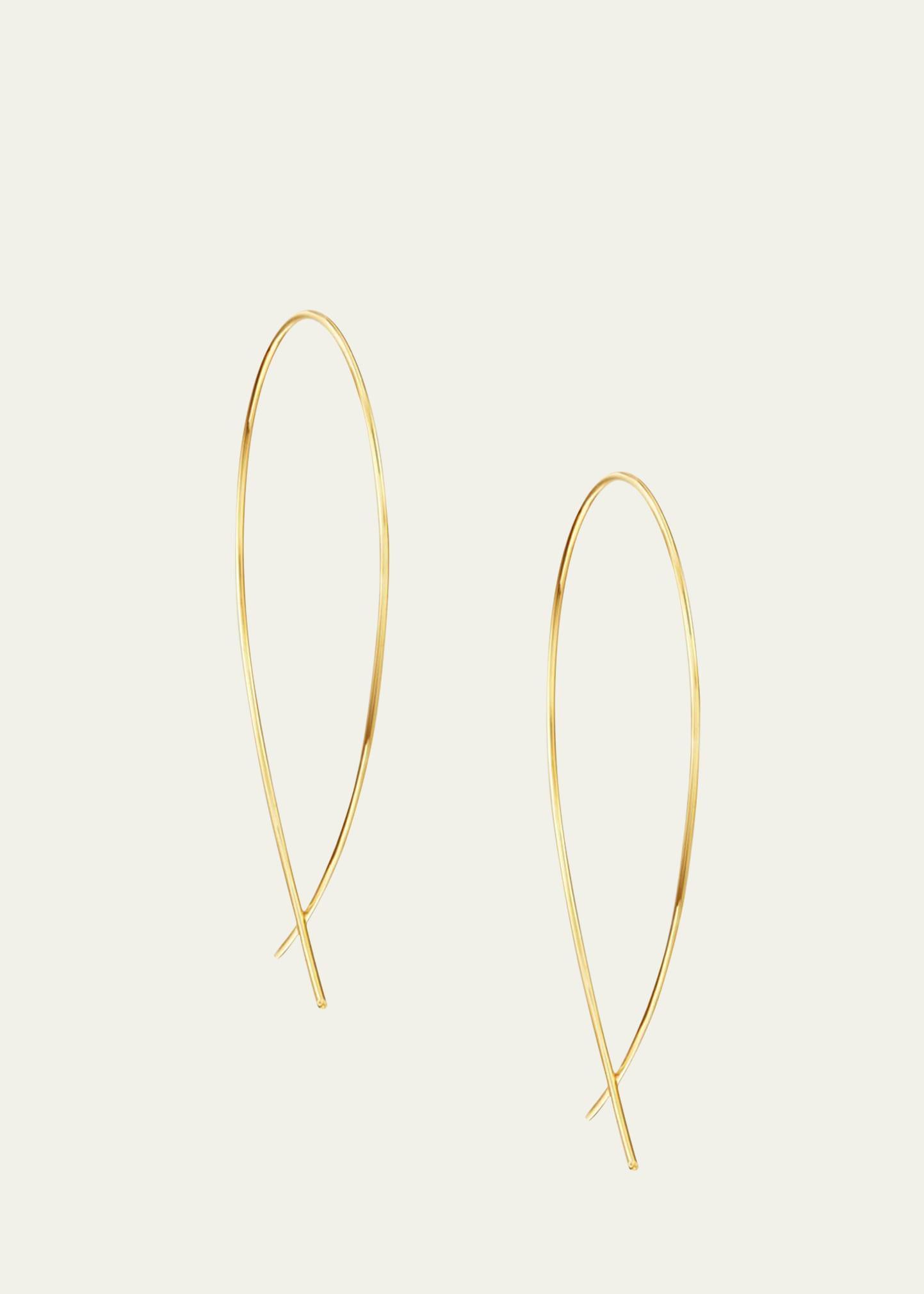 Womens 14K Yellow Gold Small Wire Upside Down Hoops Product Image