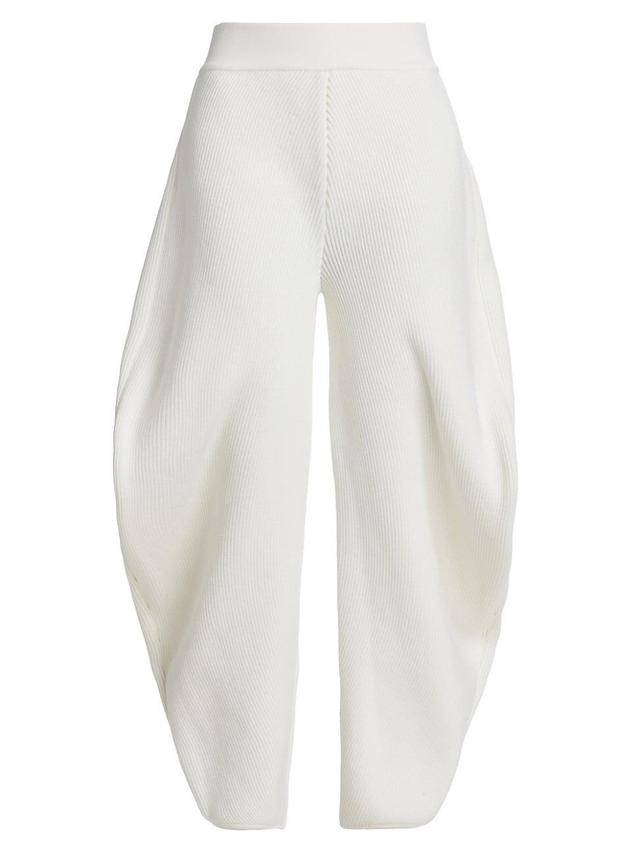 Womens Round Rib-Knit Barrel-Leg Pants Product Image