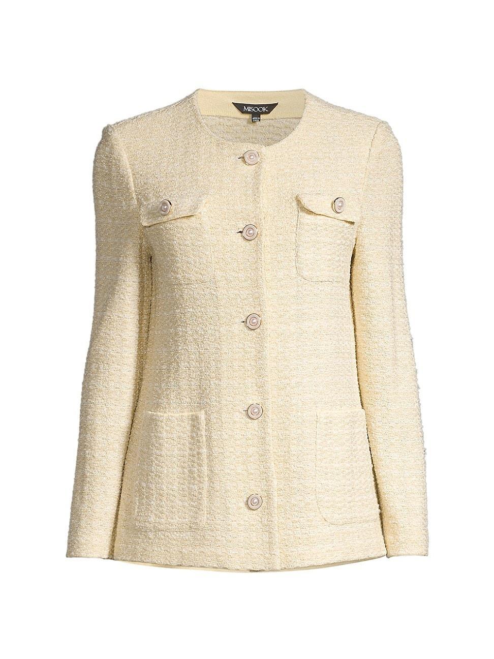 Womens Tweed Faux Pearl-Embellished Jacket Product Image