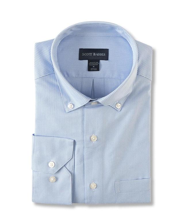 Scott Barber Mens Stretch Blue Dobby Check Product Image