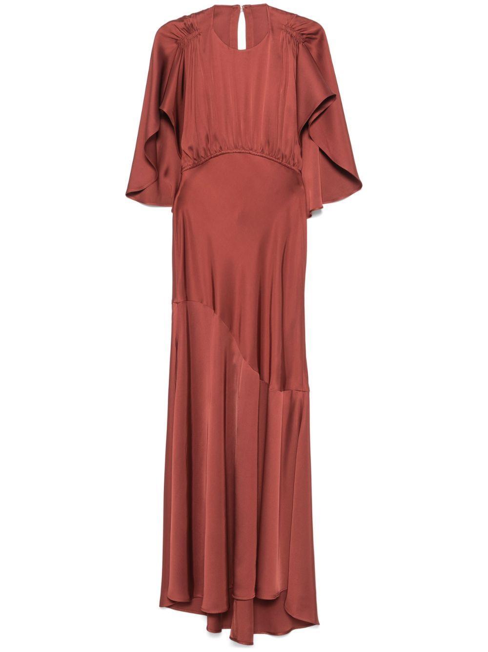 ZIMMERMANN Eden Draped Satin Maxi Dress In Red Product Image