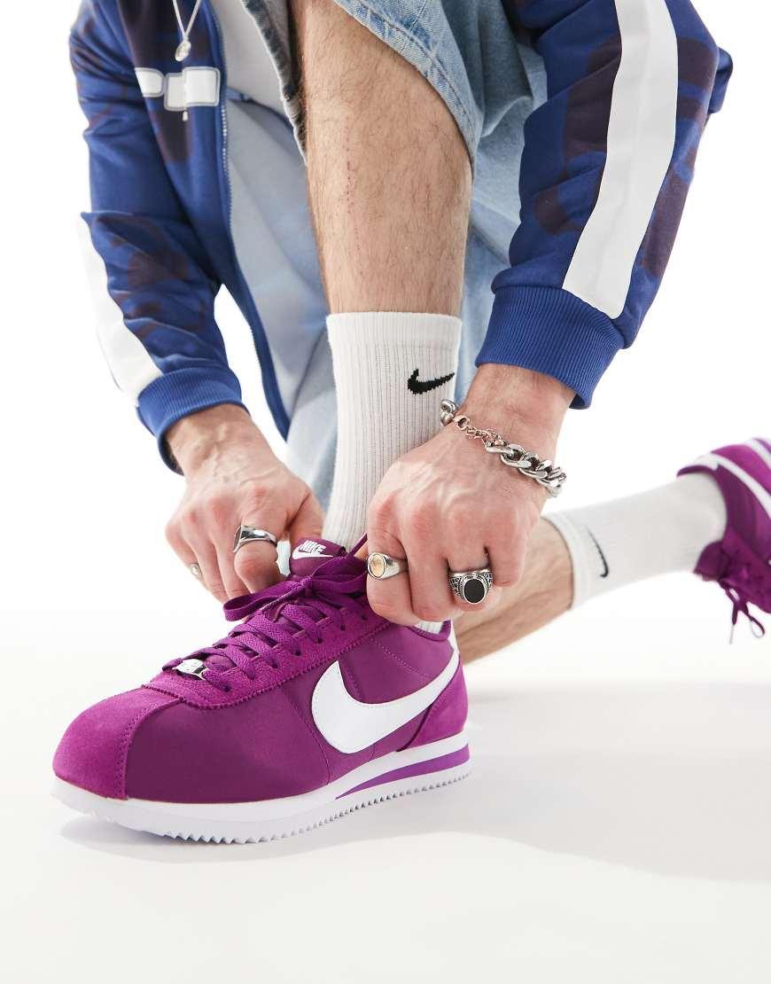 NIKE Cortez Nylon Sneakers In Purple And White Product Image