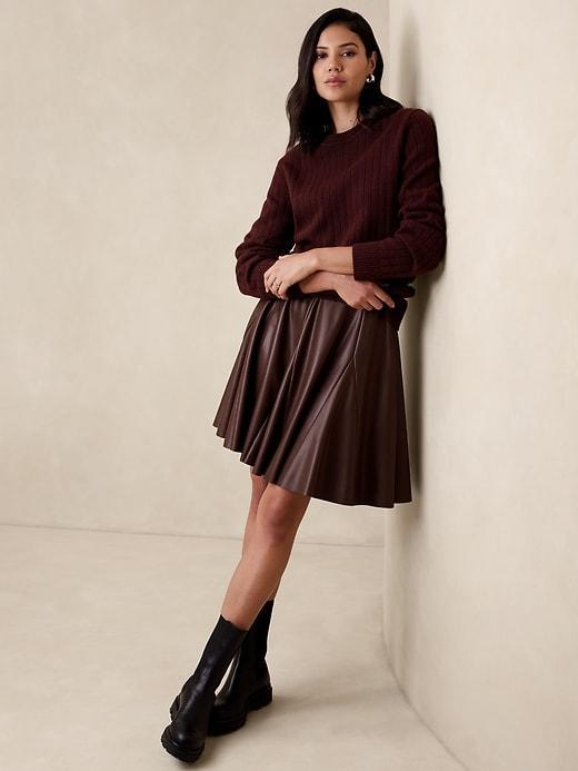 Godet Vegan Leather Mini Skirt product image