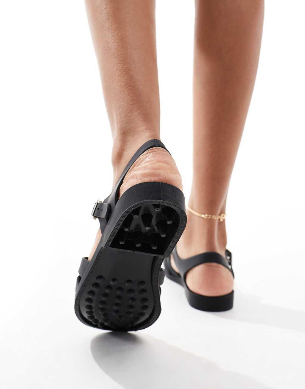 ASOS DESIGN Falcon jelly flat sandals in black Product Image