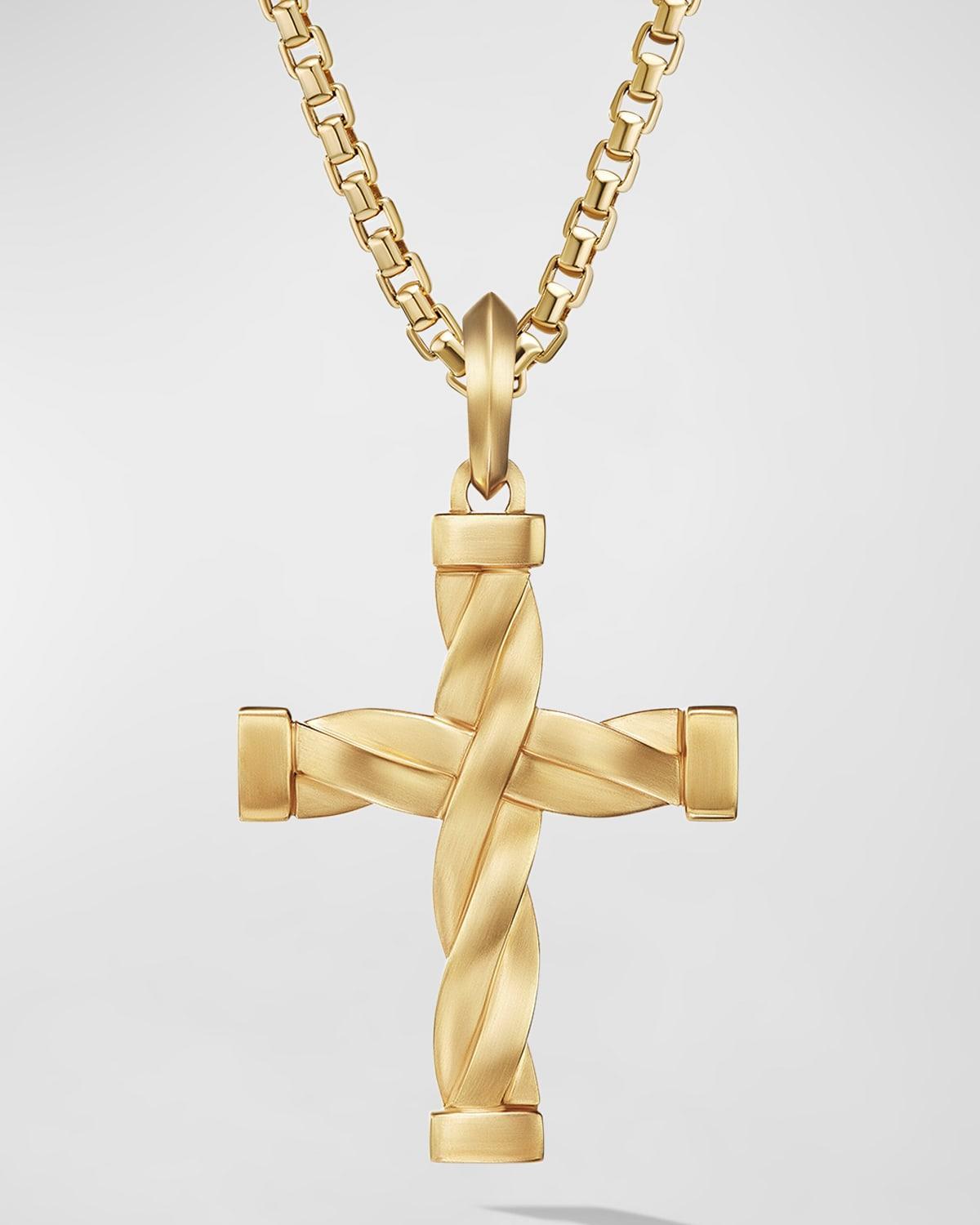 Mens DY Helios Cross Pendant in 18K Yellow Gold, 48MM Product Image