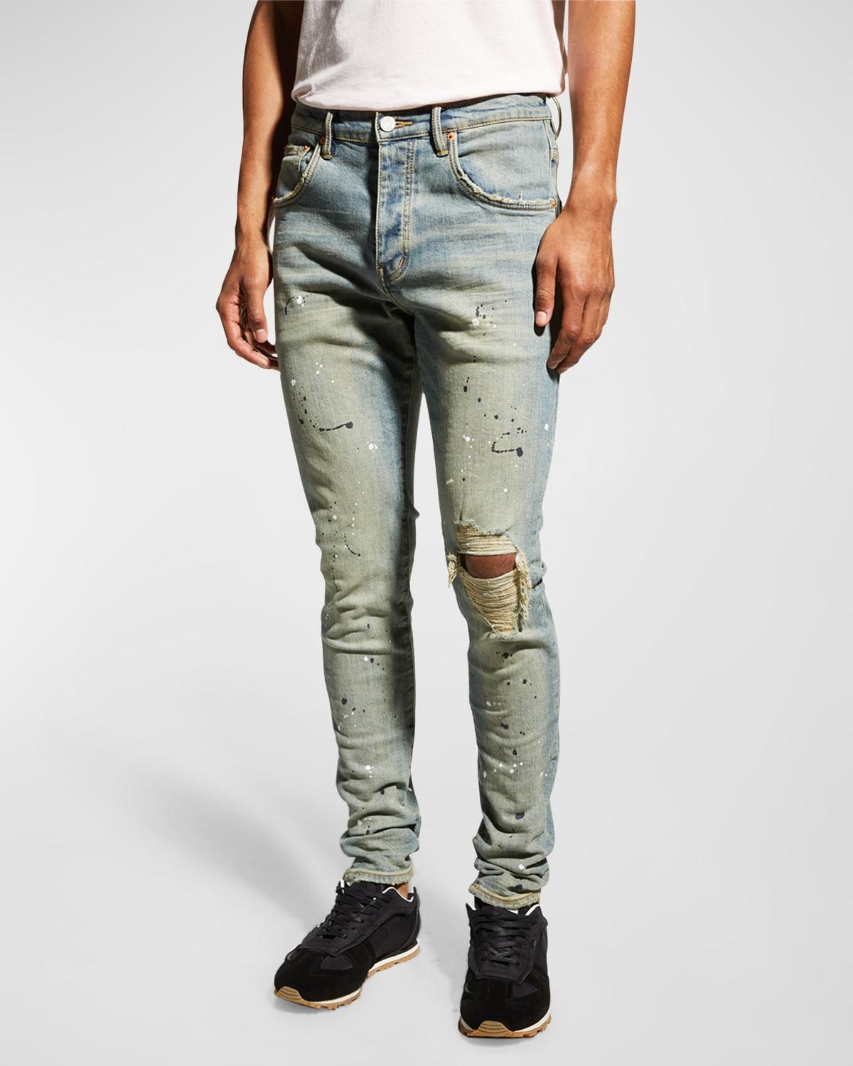 Mens Dropped-Fit Distressed Jeans product image