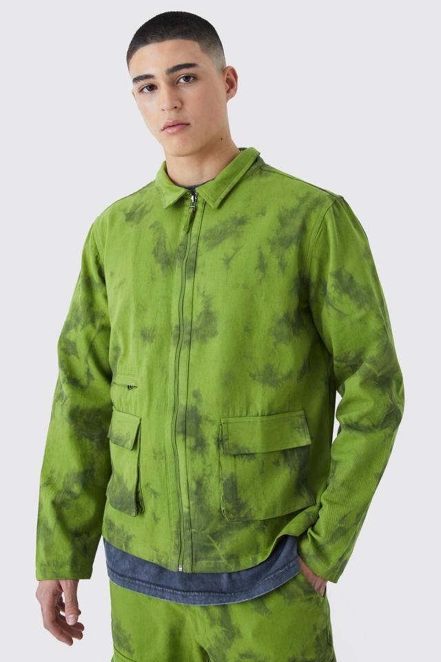 Twill Tie Dye Harrington Jacket | boohooMAN USA Product Image