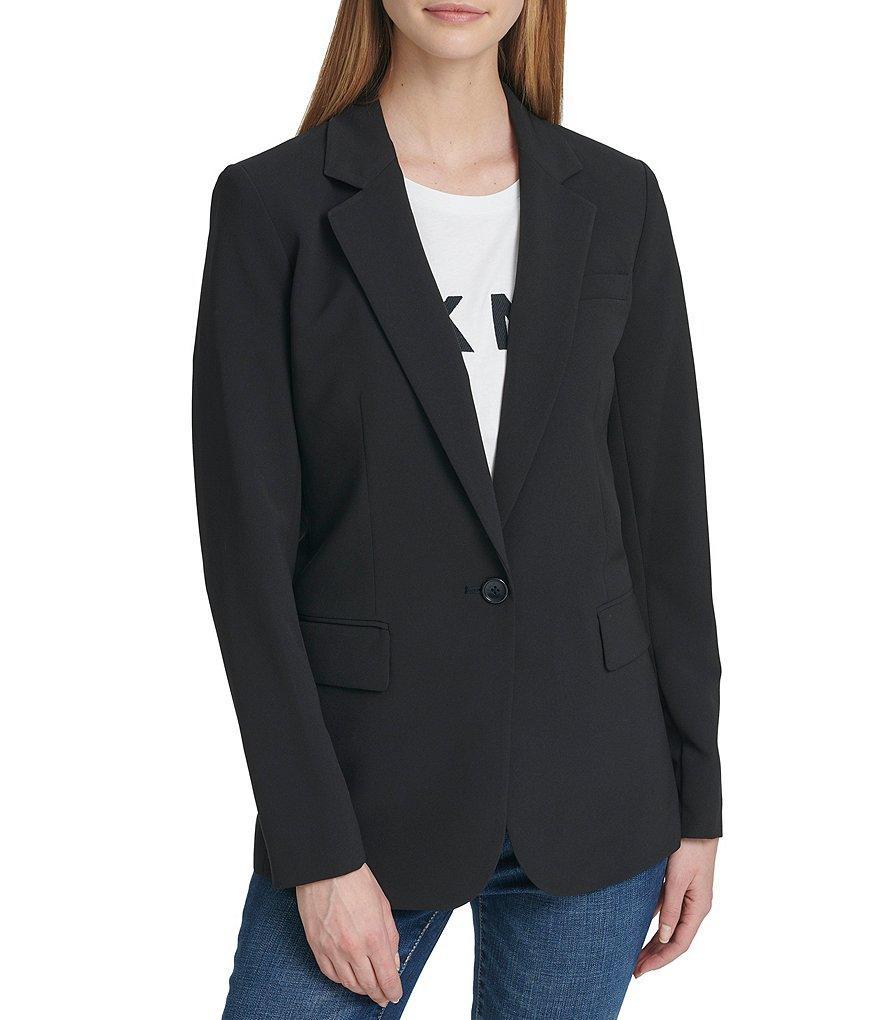 DKNY Notch Lapel Long Sleeve Woven Blazer Jacket Product Image