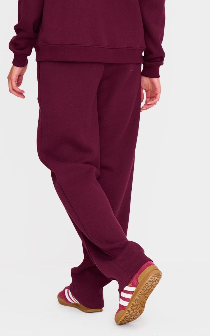 Burgundy Seam Detail Wide Leg Sweatpants Product Image