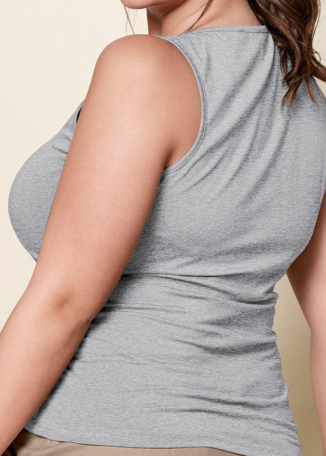 Square Neck Tank Top - Light Heather Grey Product Image