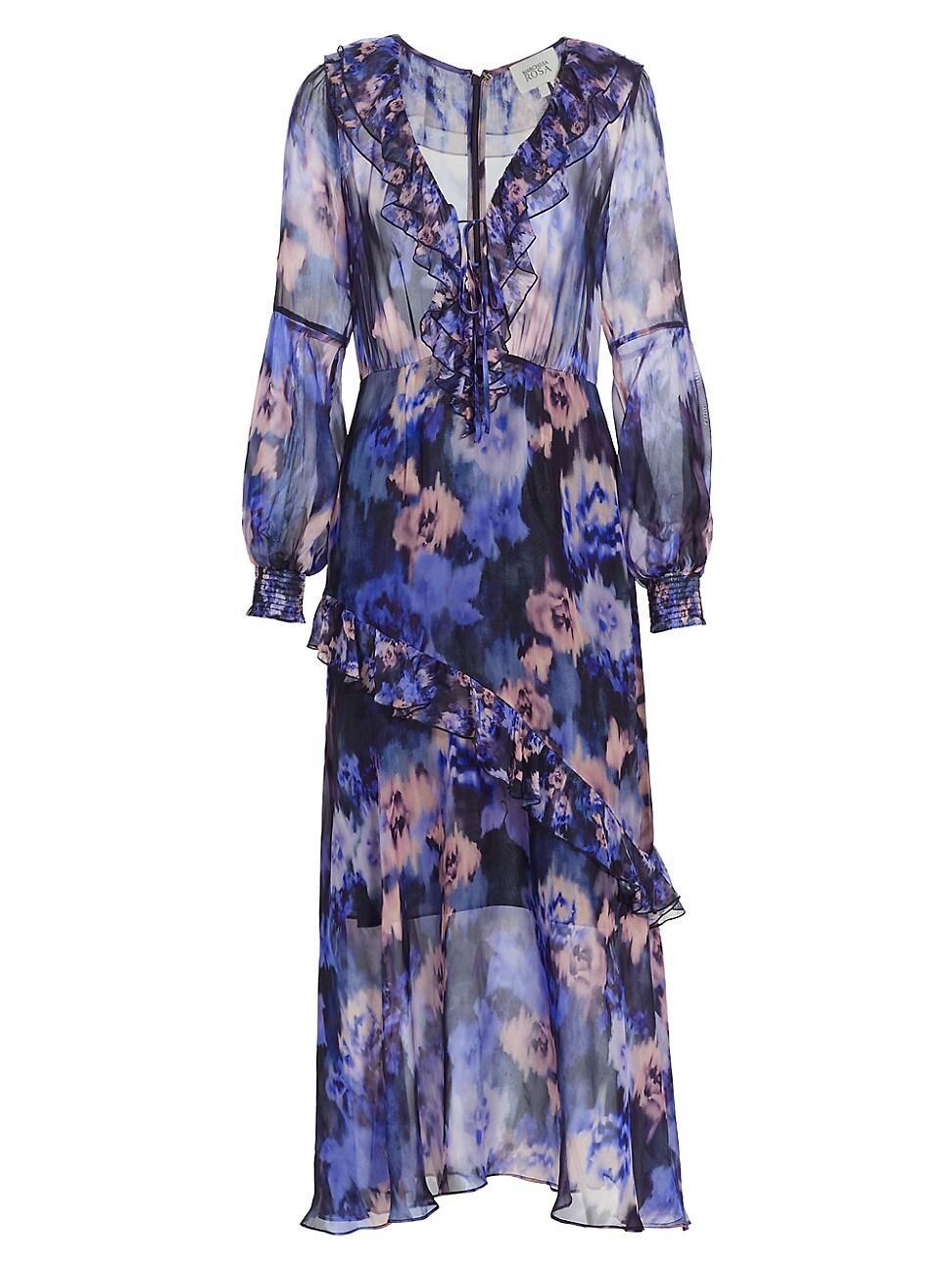 Womens Varda Printed Ruffled Midi-Dress Product Image