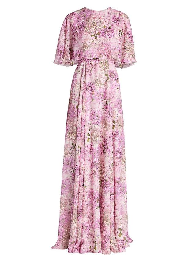 Womens Floral Silk Maxi Dress Product Image