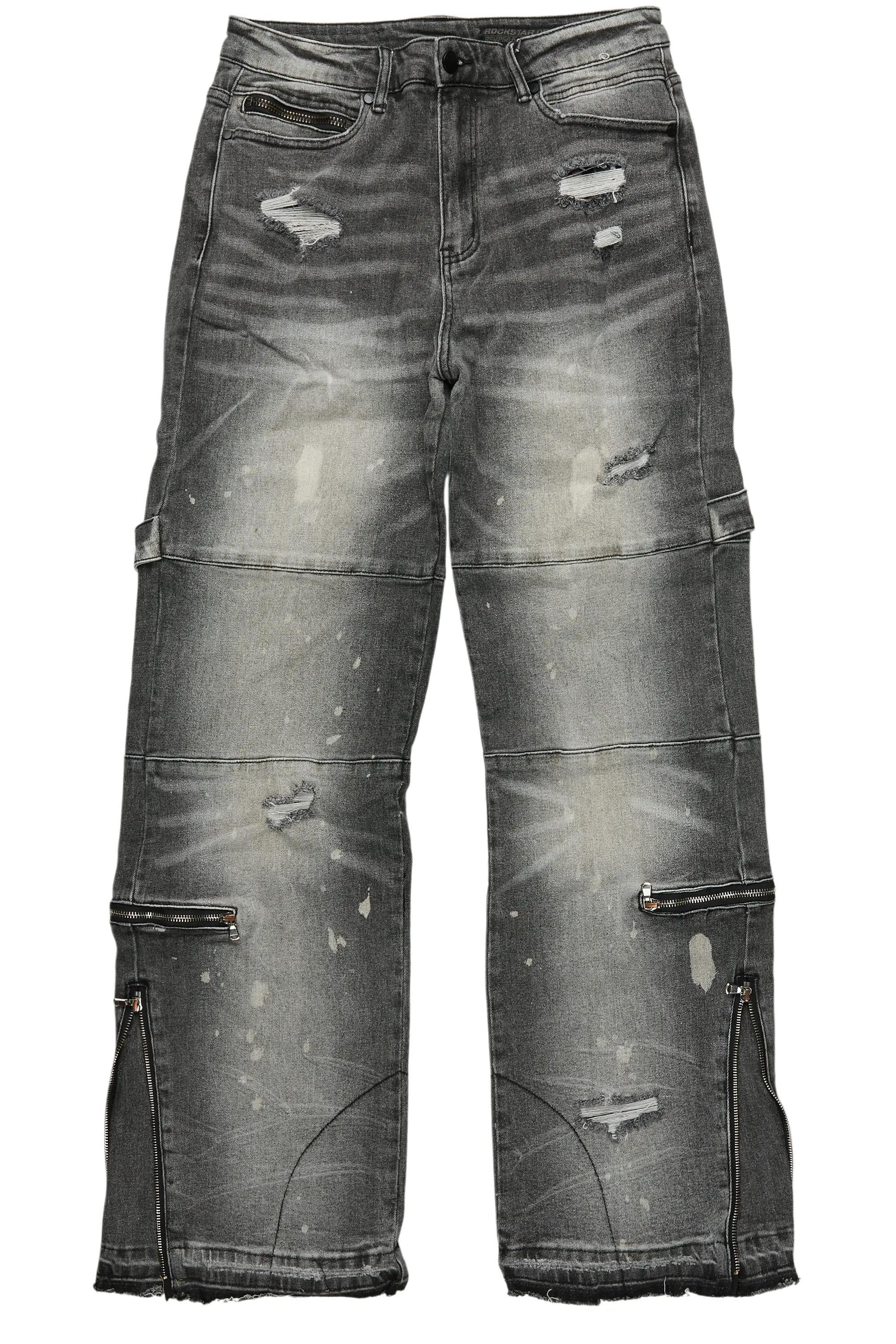 Grib Grey Bleach Baggy Jean Male Product Image